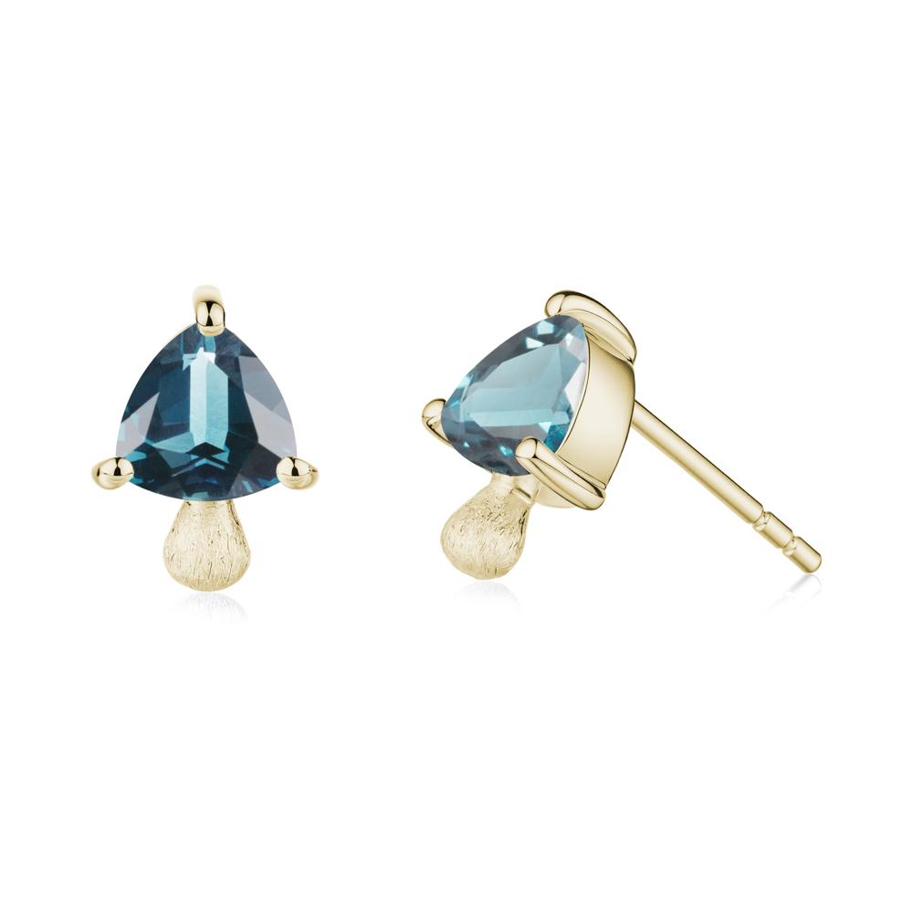 London Blue Topaz Mini Mushroom Stud Earrings - LUO Jewelry #metal_14k yellow gold