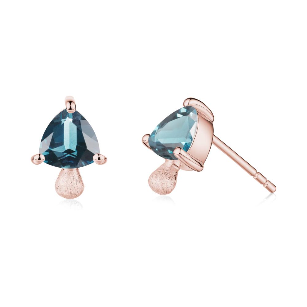 London Blue Topaz Mini Mushroom Stud Earrings - LUO Jewelry #metal_18k rose gold