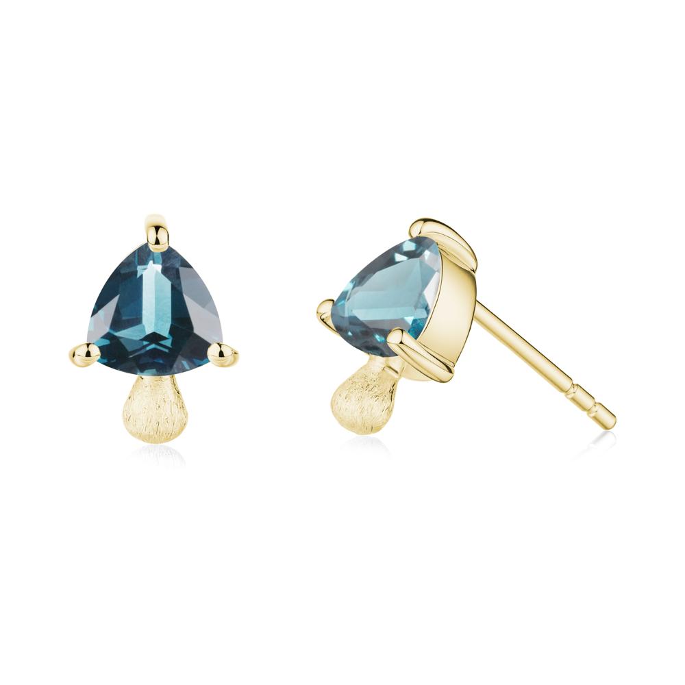 London Blue Topaz Mini Mushroom Stud Earrings - LUO Jewelry #metal_18k yellow gold