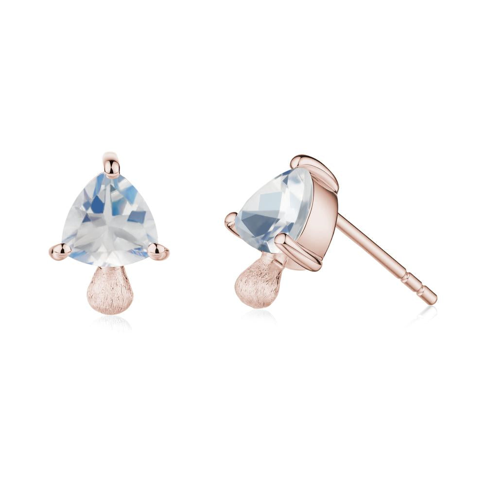 Mushroom Trillion Cut Moonstone Stud Earrings - LUO Jewelry #metal_14k rose gold
