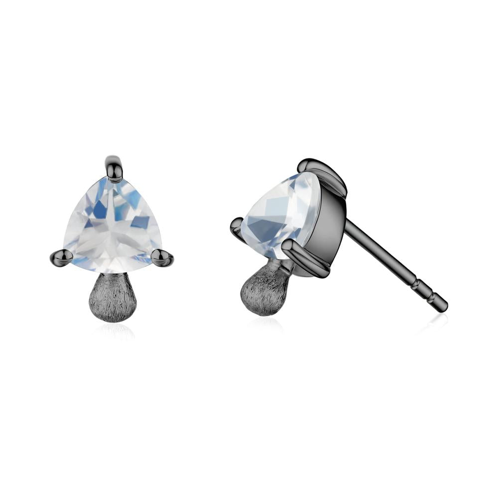 Mushroom Trillion Cut Moonstone Stud Earrings - LUO Jewelry #metal_black finish sterling silver