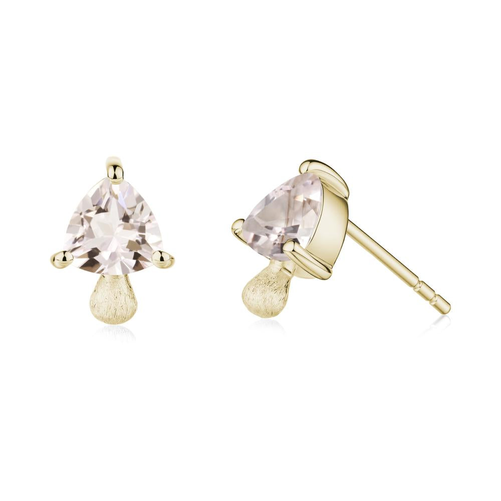 Morganite Mini Mushroom Stud Earrings - LUO Jewelry #metal_14k yellow gold