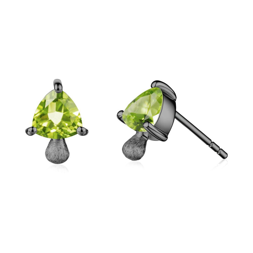 Mushroom Trillion Cut Peridot Stud Earrings - LUO Jewelry #metal_black finish sterling silver