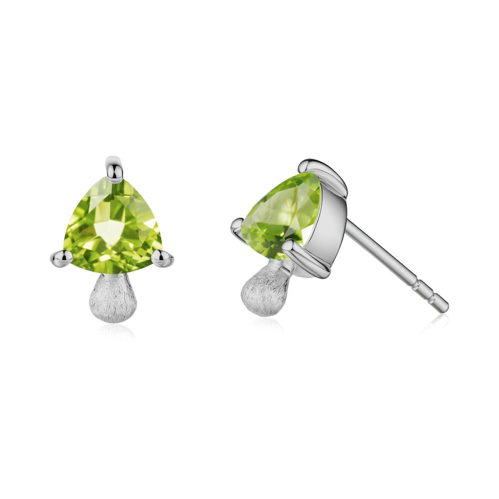 Mushroom Trillion Cut Peridot Stud Earrings - LUO Jewelry #metal_platinum