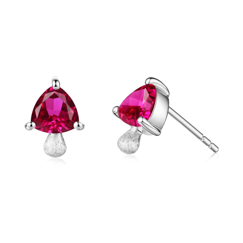 Ruby Mini Mushroom Stud Earrings - LUO Jewelry #metal_14k white gold