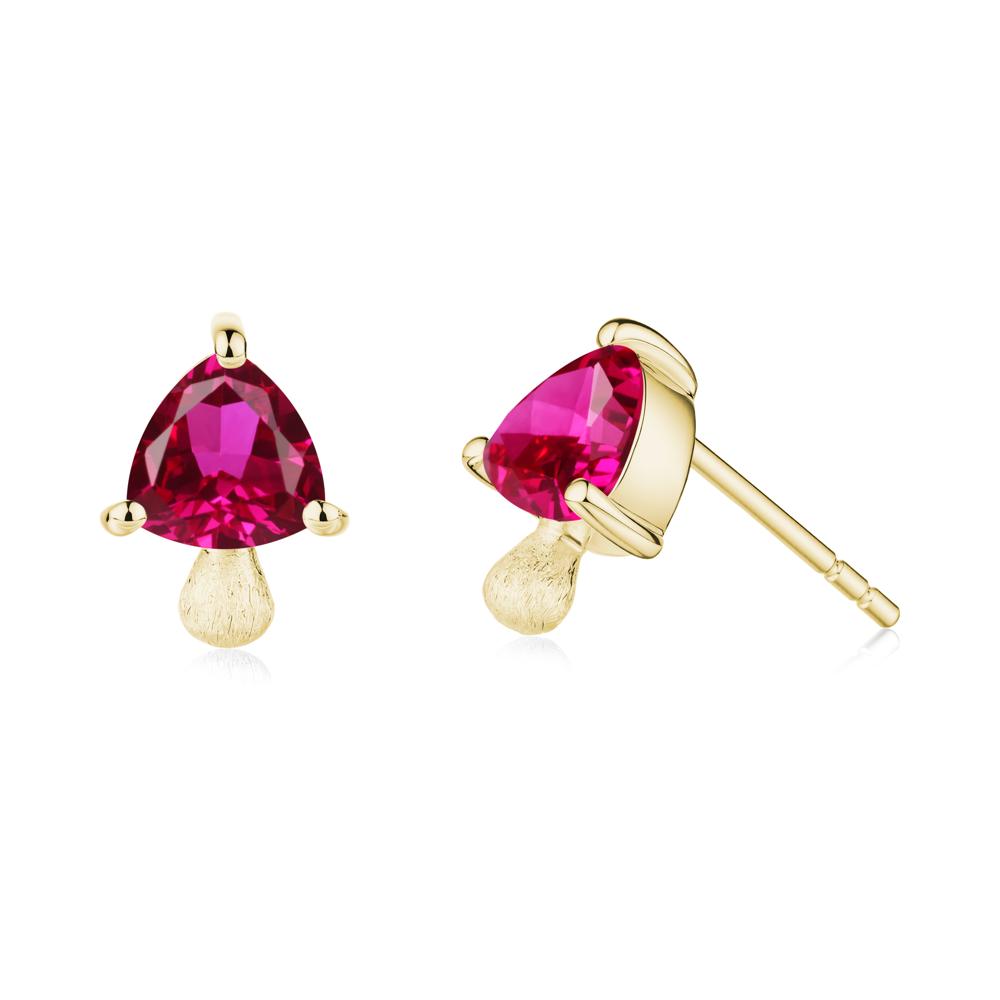 Ruby Mini Mushroom Stud Earrings - LUO Jewelry #metal_18k yellow gold