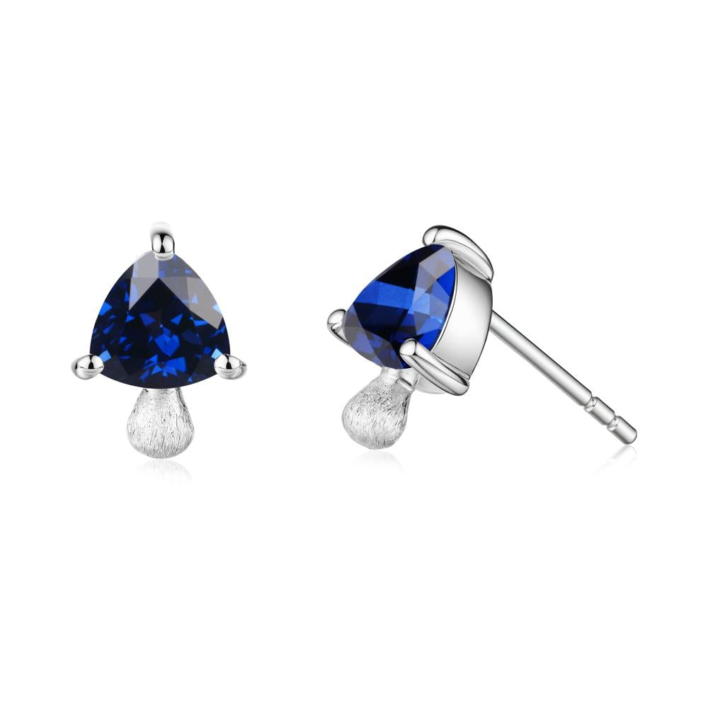 Mushroom Trillion Cut Sapphire Stud Earrings - LUO Jewelry #metal_sterling silver