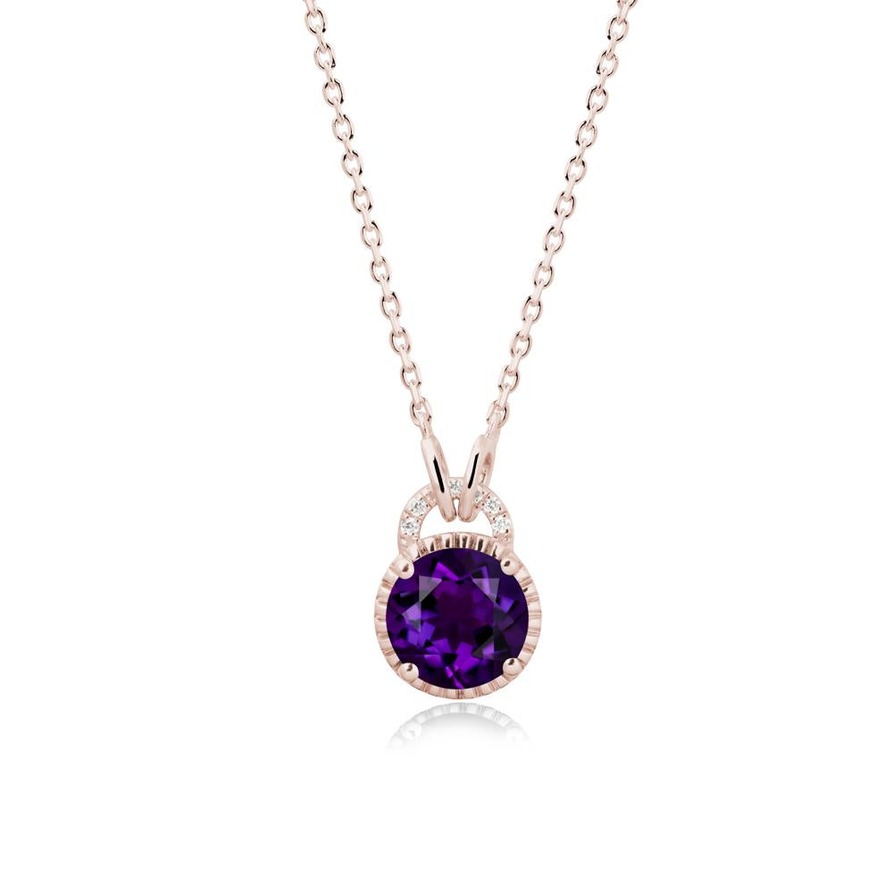 Amethyst Pendant with Decorative Halo - LUO Jewelry #metal_14k rose gold