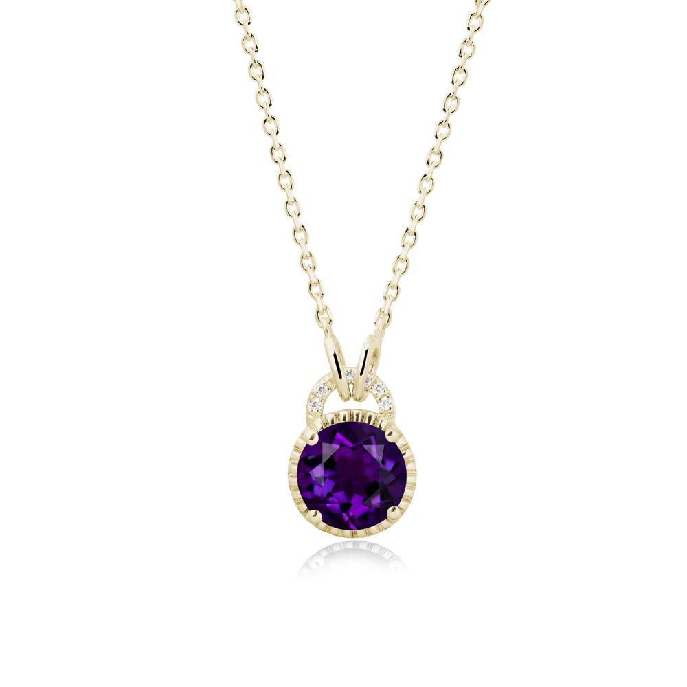 Amethyst Pendant with Decorative Halo - LUO Jewelry #metal_14k yellow gold