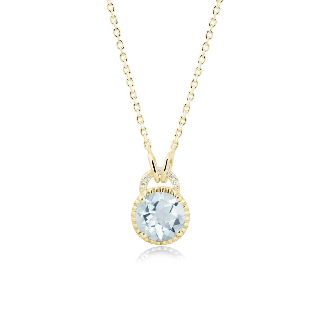 Aquamarine Necklace with Sculpted Halo - LUO Jewelry #metal_18k yellow gold