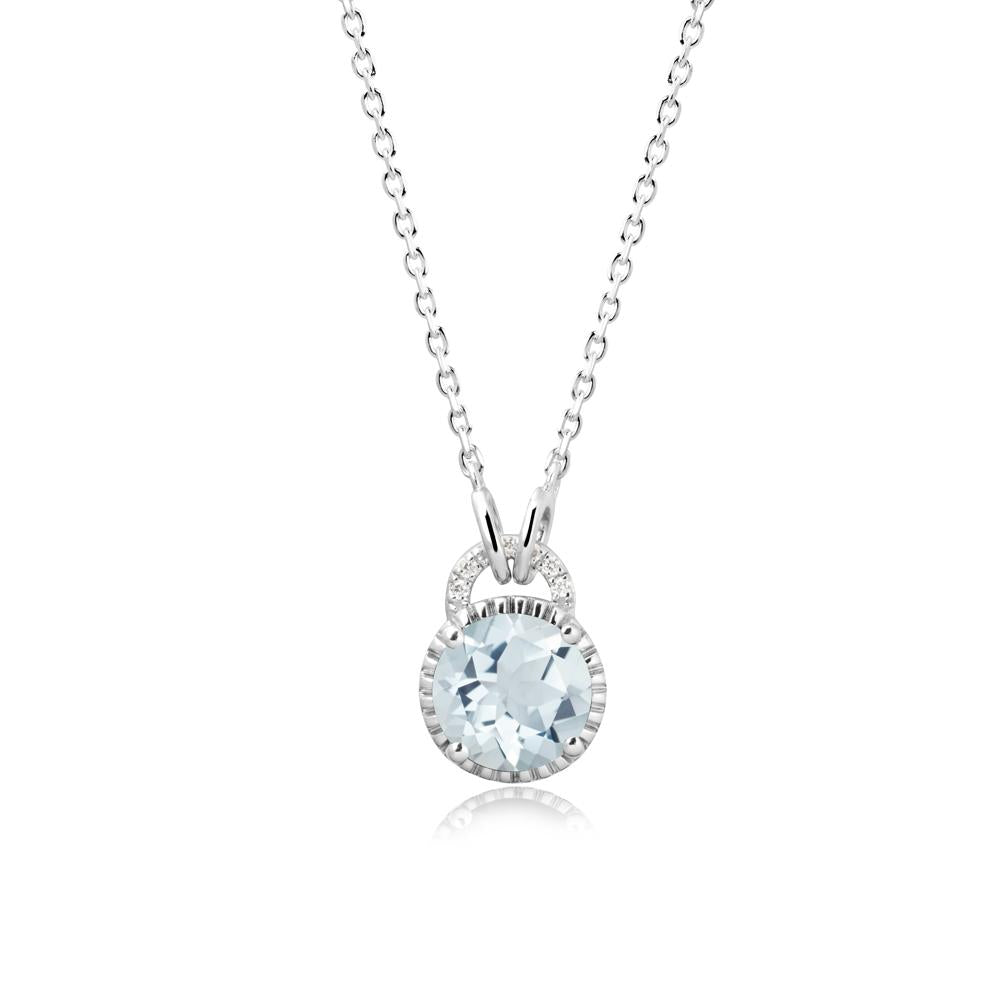 Aquamarine Necklace with Sculpted Halo - LUO Jewelry #metal_sterling silver