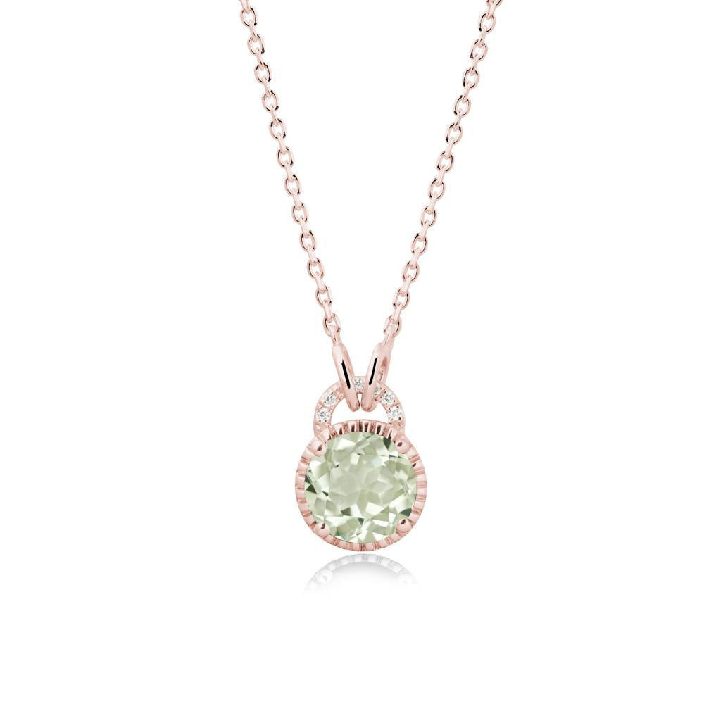 Green Amethyst Necklace with Sculpted Halo - LUO Jewelry #metal_18k rose gold