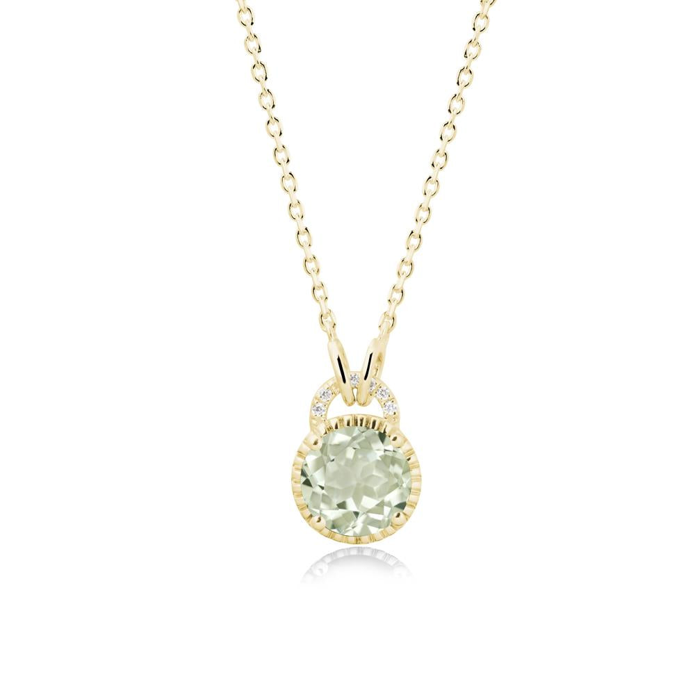 Green Amethyst Necklace with Sculpted Halo - LUO Jewelry #metal_18k yellow gold