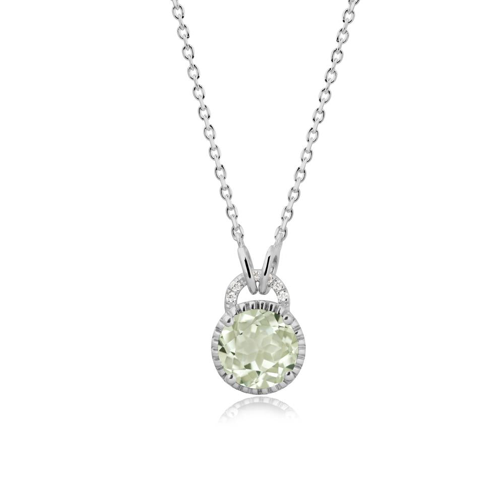 Green Amethyst Necklace with Sculpted Halo - LUO Jewelry #metal_platinum