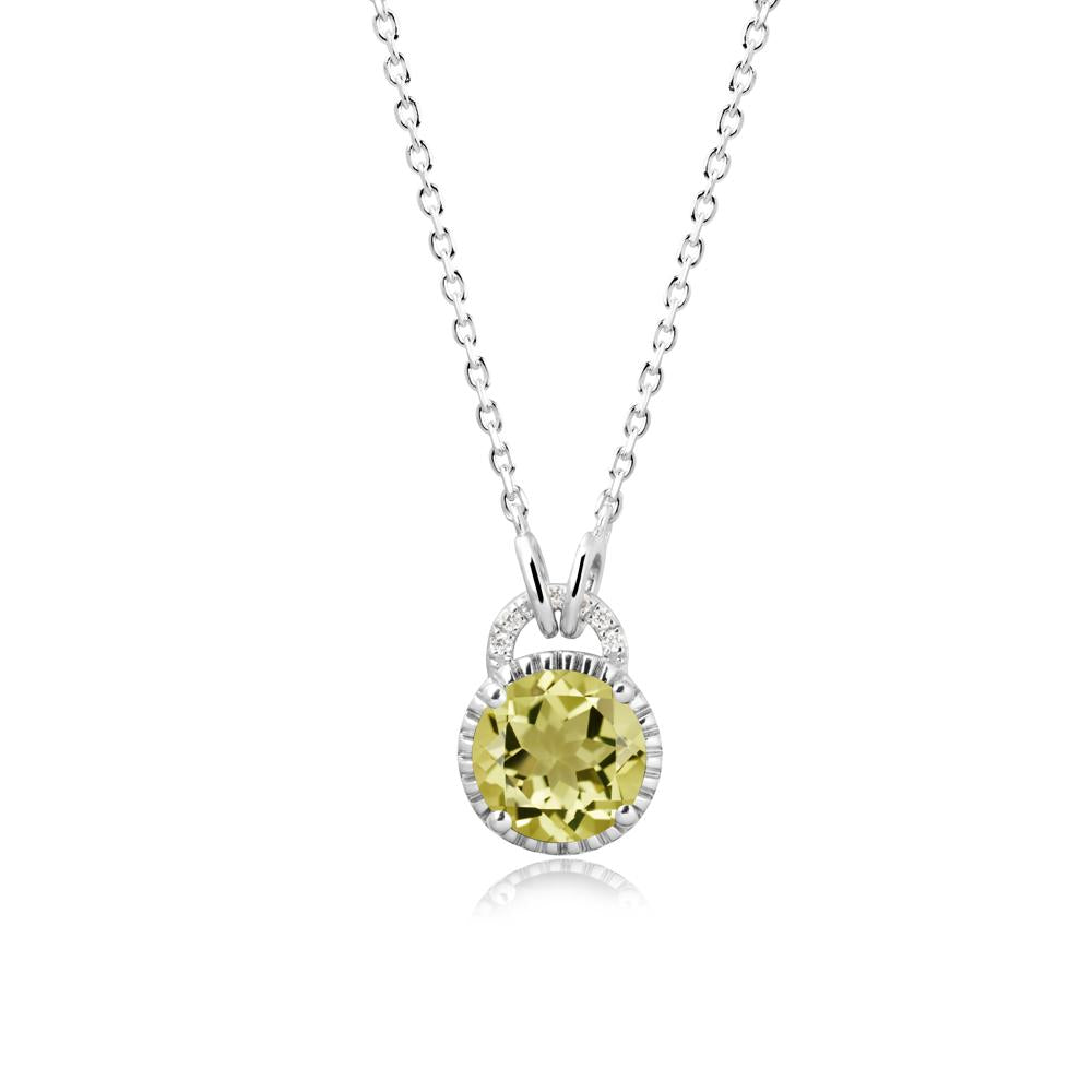 Lemon Quartz Pendant with Decorative Halo - LUO Jewelry #metal_sterling silver