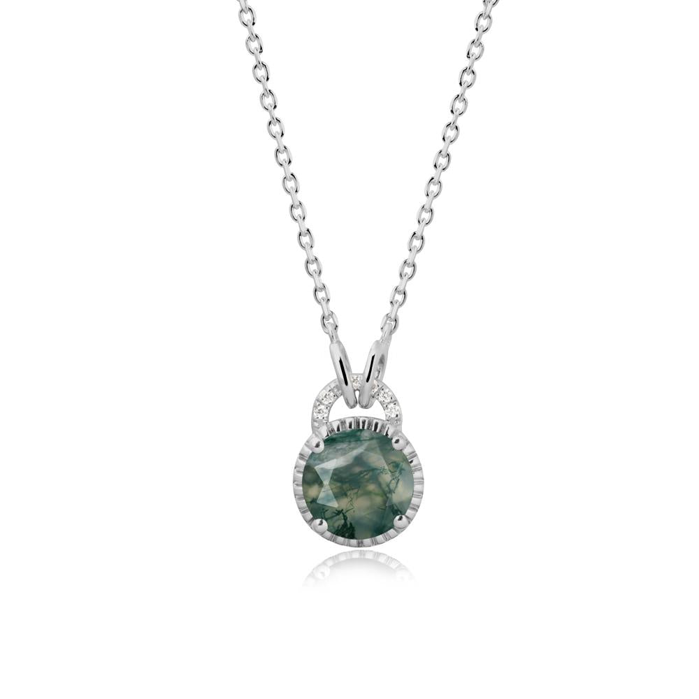 Moss Agate Necklace with Sculpted Halo - LUO Jewelry #metal_platinum