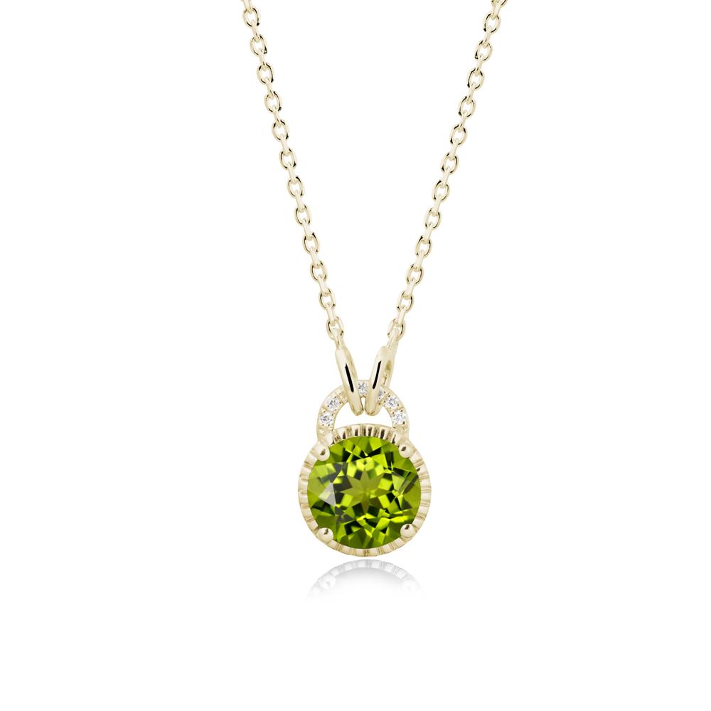 Peridot Necklace with Sculpted Halo - LUO Jewelry #metal_14k yellow gold