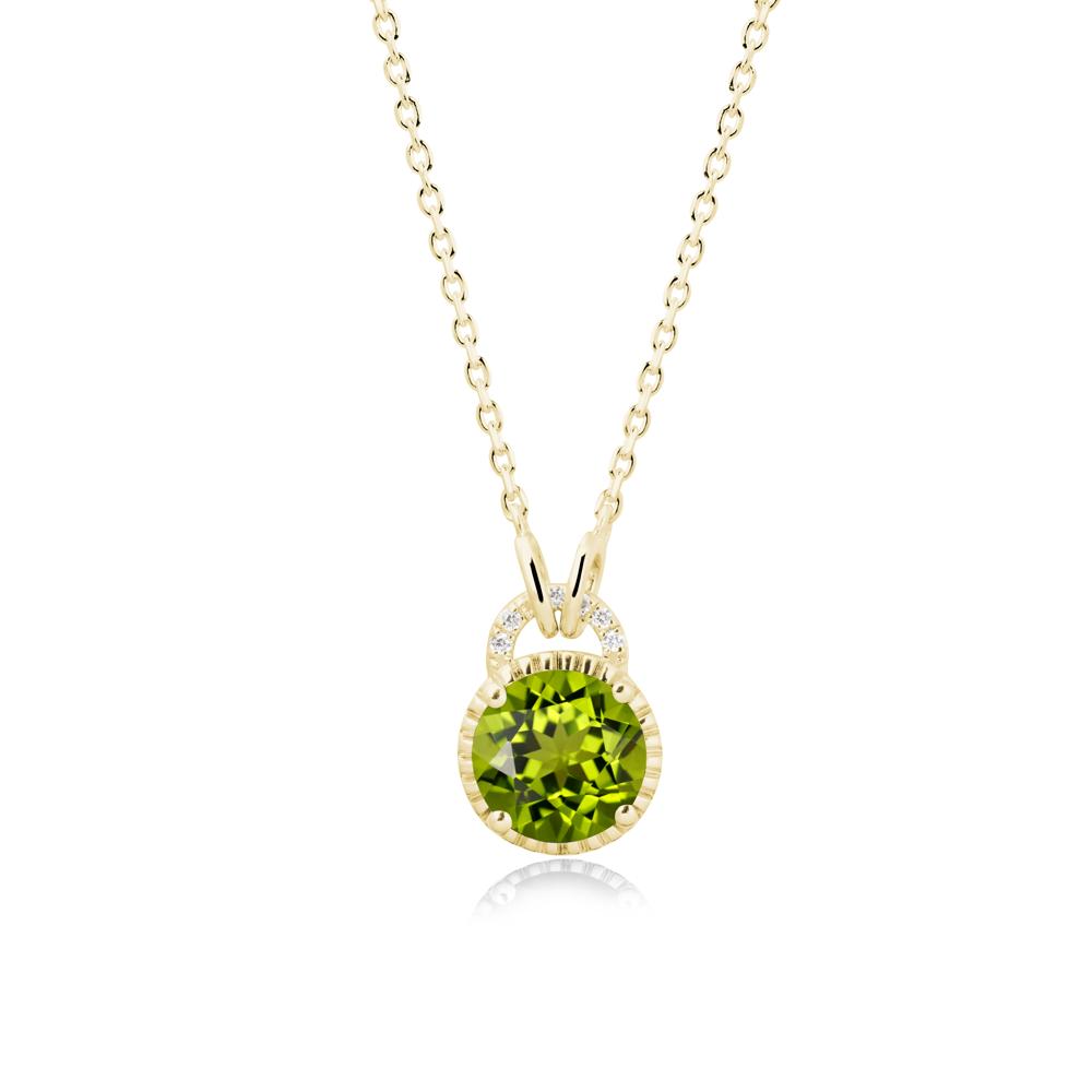 Peridot Necklace with Sculpted Halo - LUO Jewelry #metal_18k yellow gold