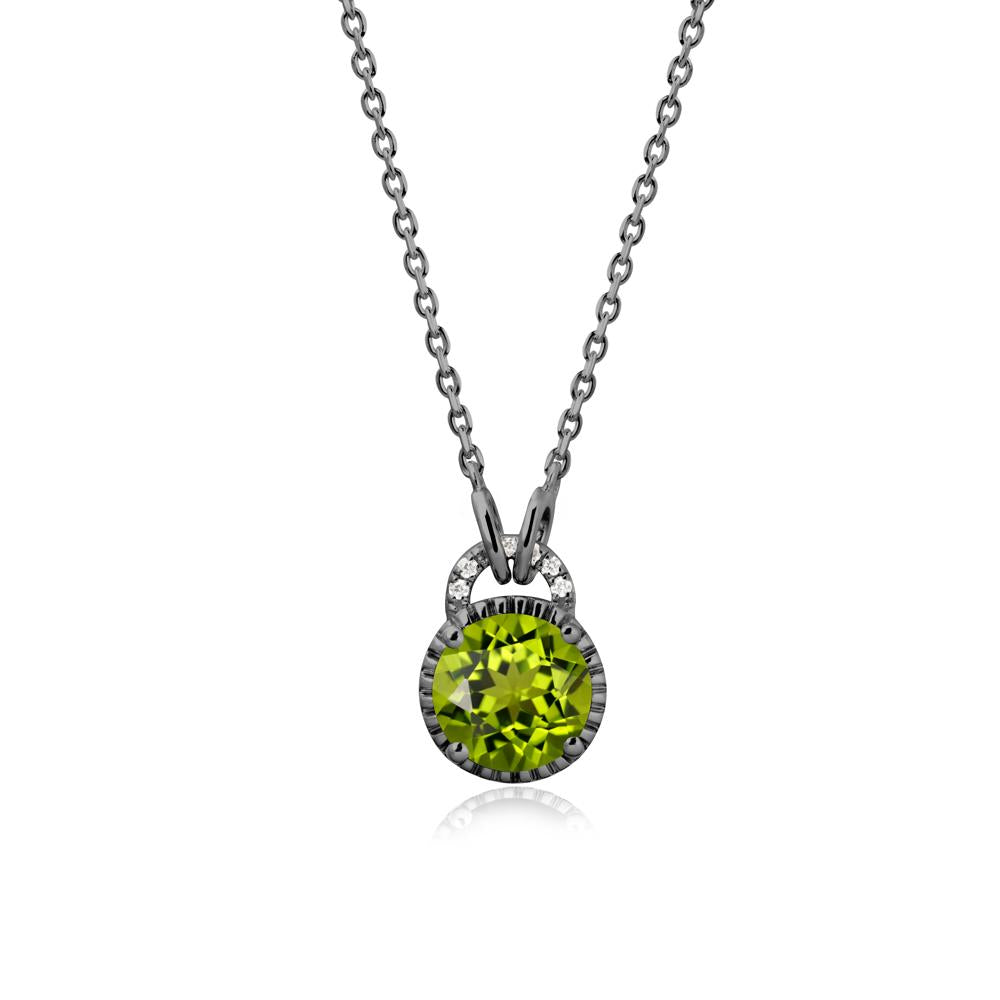 Peridot Necklace with Sculpted Halo - LUO Jewelry #metal_black finish sterling silver