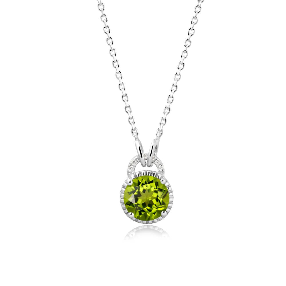 Peridot Necklace with Sculpted Halo - LUO Jewelry #metal_sterling silver