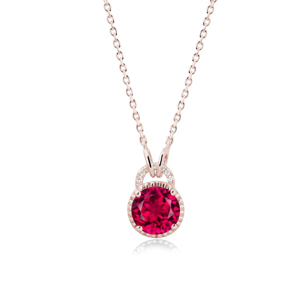 Ruby Pendant with Decorative Halo - LUO Jewelry #metal_14k rose gold