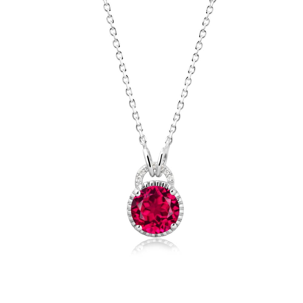 Ruby Pendant with Decorative Halo - LUO Jewelry #metal_14k white gold