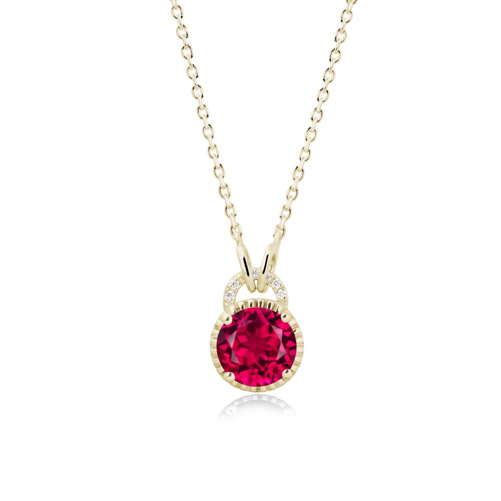 Ruby Pendant with Decorative Halo - LUO Jewelry #metal_14k yellow gold