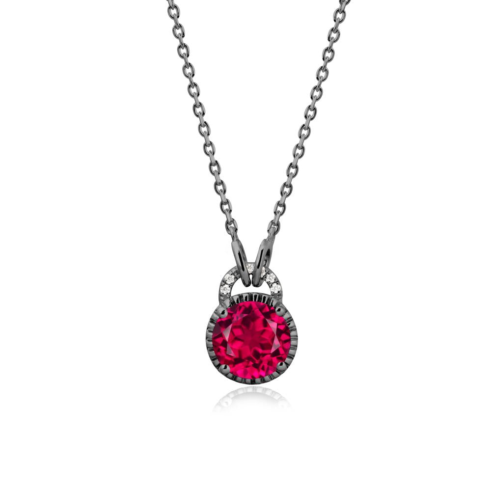 Ruby Pendant with Decorative Halo - LUO Jewelry #metal_black finish sterling silver