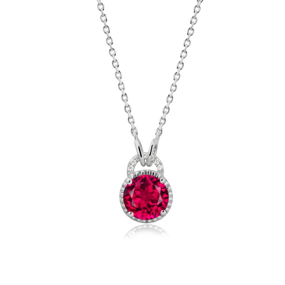 Ruby Pendant with Decorative Halo - LUO Jewelry #metal_platinum