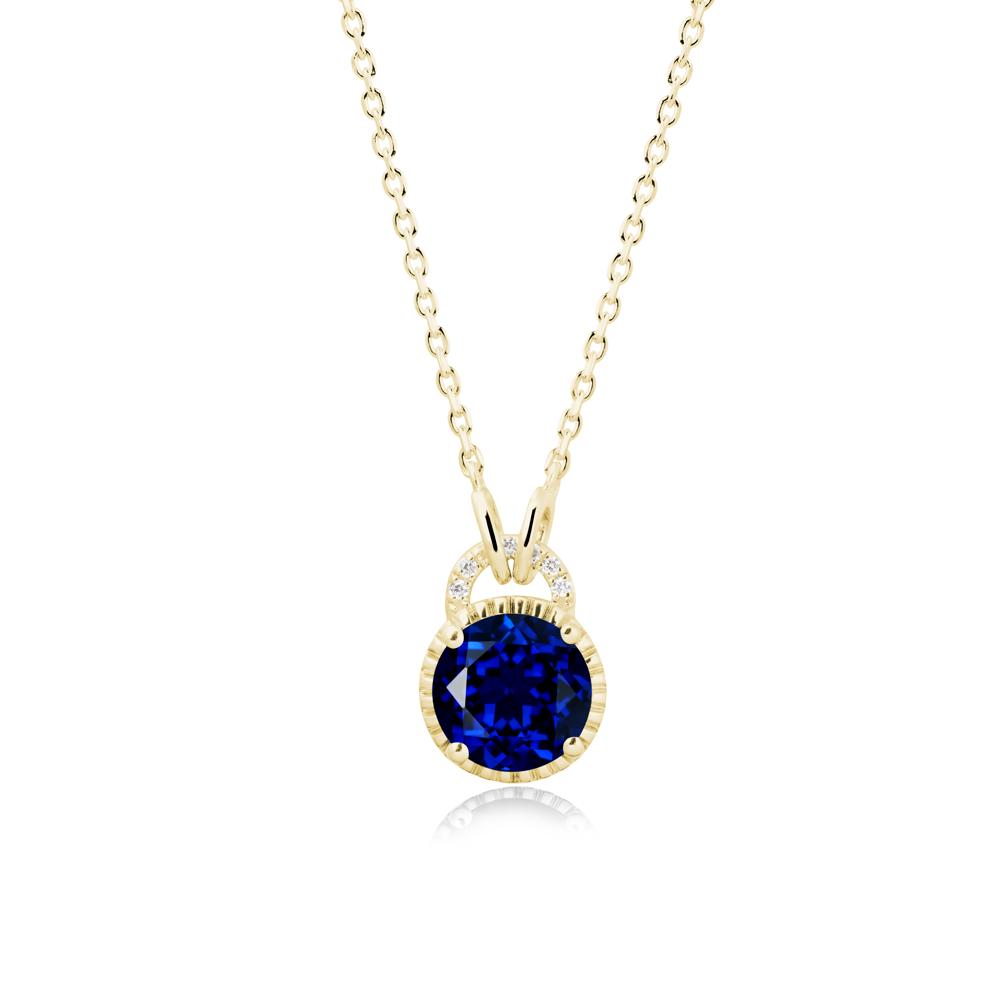 Sapphire Necklace with Sculpted Halo - LUO Jewelry #metal_18k yellow gold