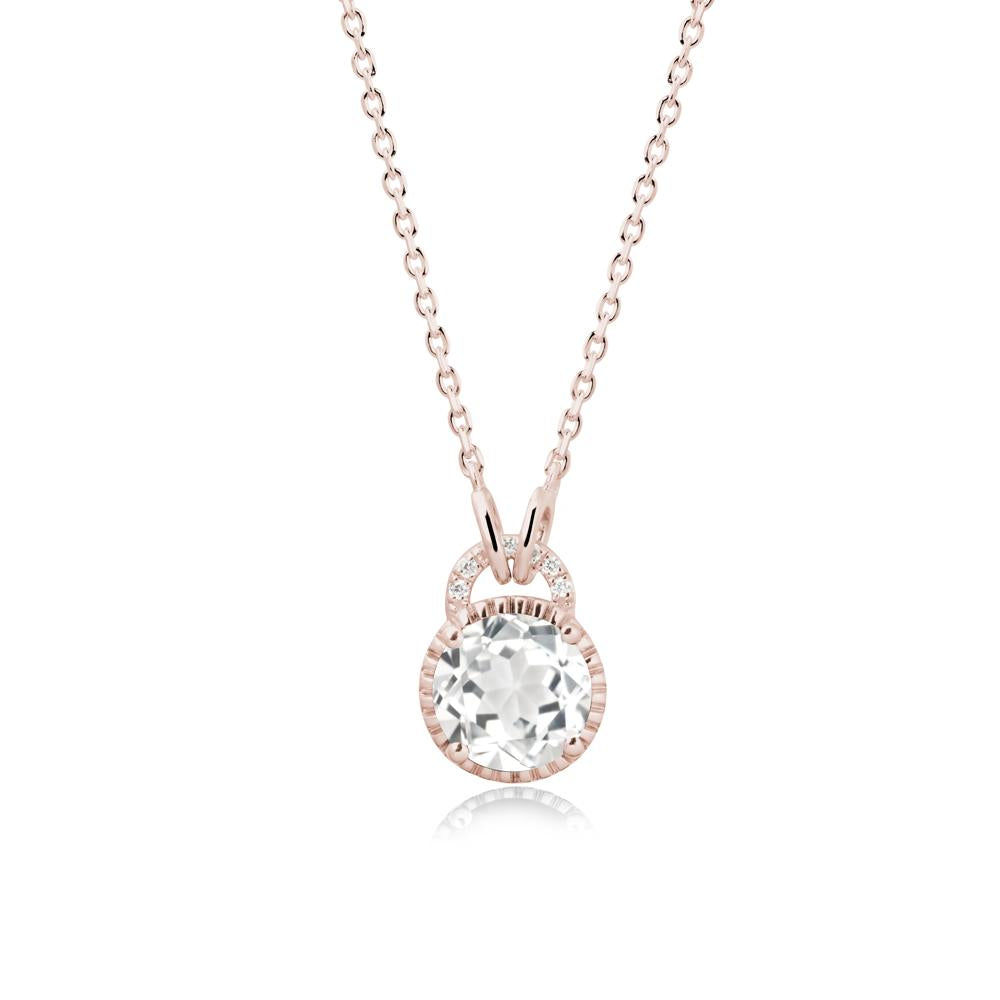 White Topaz Pendant with Decorative Halo - LUO Jewelry #metal_14k rose gold
