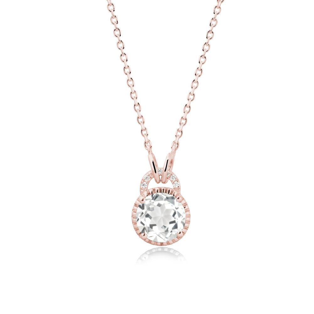 White Topaz Pendant with Decorative Halo - LUO Jewelry #metal_18k rose gold
