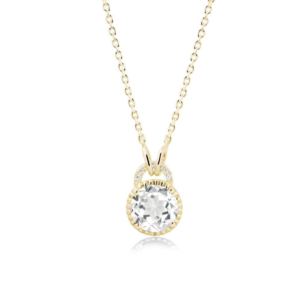 White Topaz Pendant with Decorative Halo - LUO Jewelry #metal_18k yellow gold