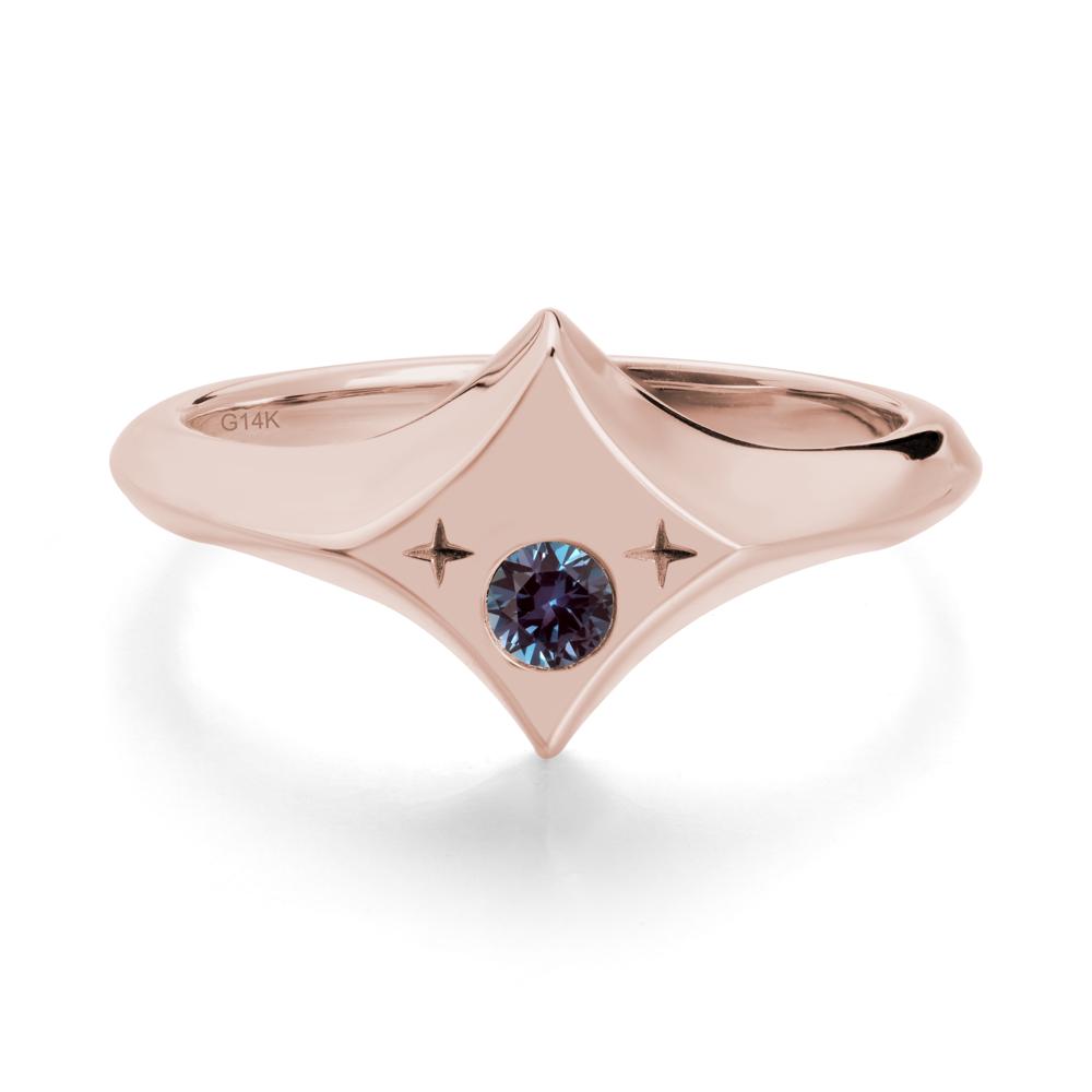 Four-Pointed Star Zodiac Alexandrite Ring - LUO Jewelry #metal_14k rose gold