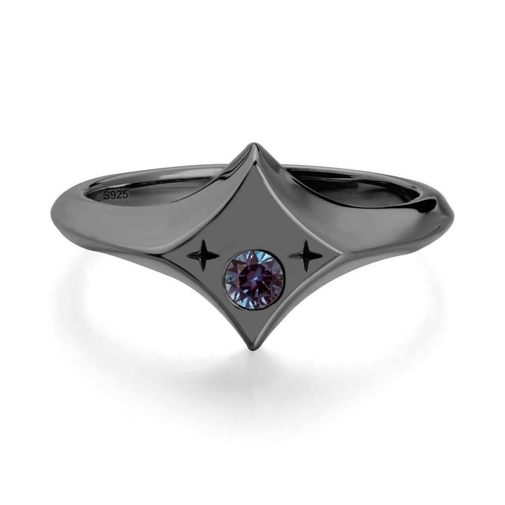 Four-Pointed Star Zodiac Alexandrite Ring - LUO Jewelry #metal_black finish sterling silver