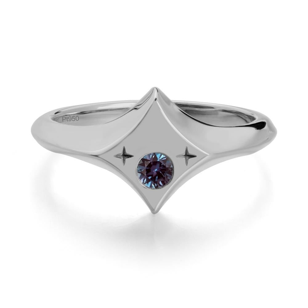 Four-Pointed Star Zodiac Alexandrite Ring - LUO Jewelry #metal_platinum