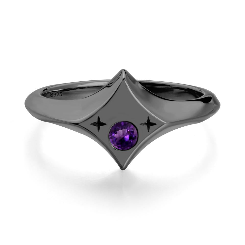 Custom Amethyst Zodiac Ring - LUO Jewelry #metal_black finish sterling silver