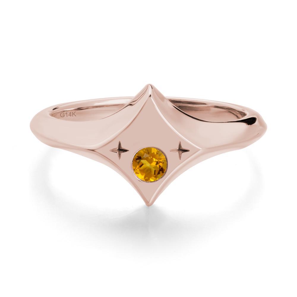 Zodiac Signet Citrine Ring - LUO Jewelry #metal_14k rose gold