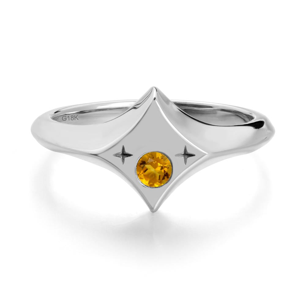 Zodiac Signet Citrine Ring - LUO Jewelry #metal_18k white gold