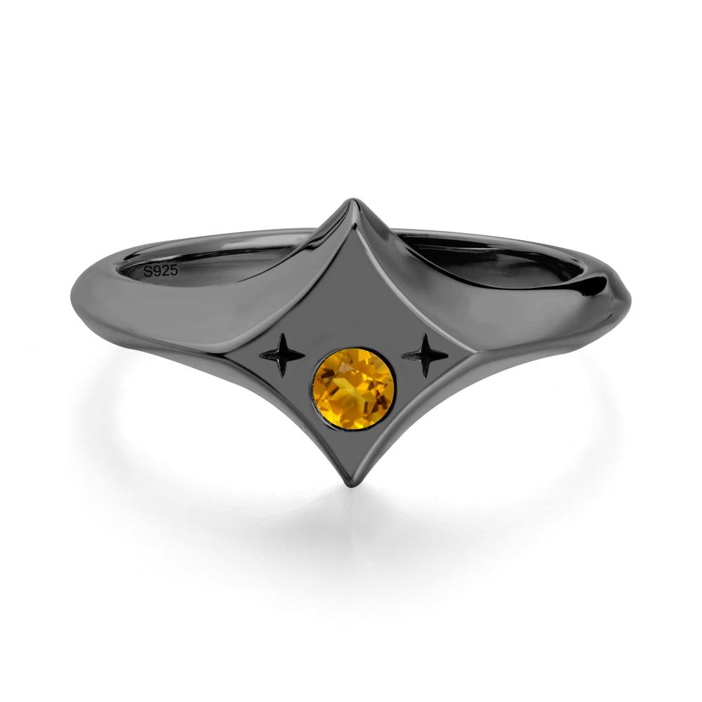 Zodiac Signet Citrine Ring - LUO Jewelry #metal_black finish sterling silver