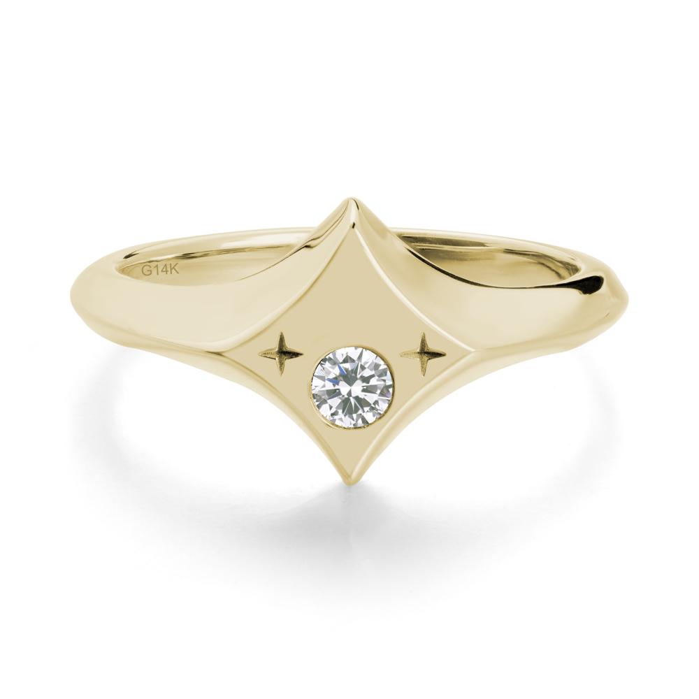 Four-Pointed Star Zodiac Cubic Zirconia Ring - LUO Jewelry #metal_14k yellow gold