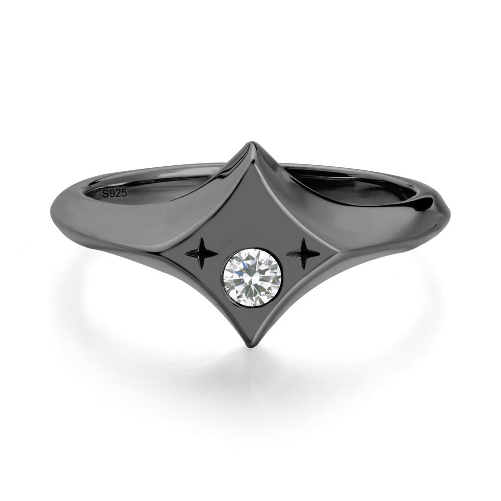 Four-Pointed Star Zodiac Cubic Zirconia Ring - LUO Jewelry #metal_black finish sterling silver