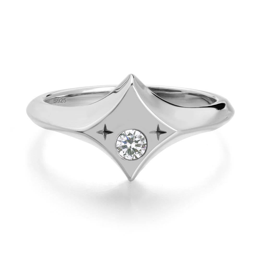 Four-Pointed Star Zodiac Cubic Zirconia Ring - LUO Jewelry #metal_sterling silver