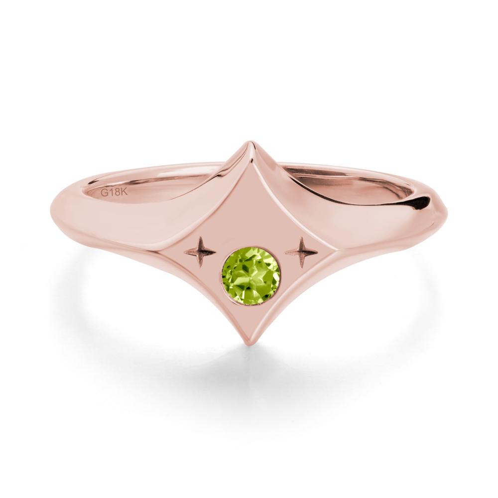 Four-Pointed Star Zodiac Peridot Ring - LUO Jewelry #metal_18k rose gold