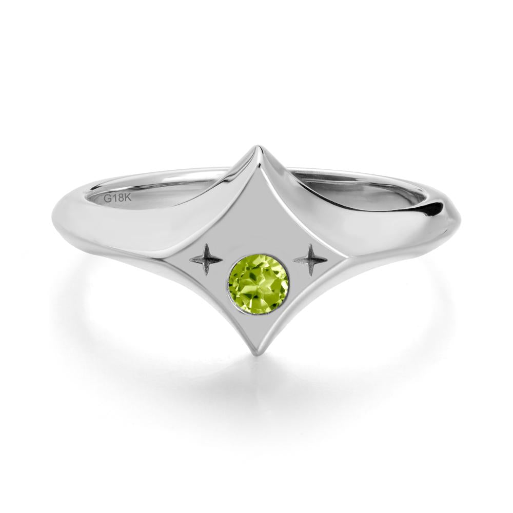 Four-Pointed Star Zodiac Peridot Ring - LUO Jewelry #metal_18k white gold