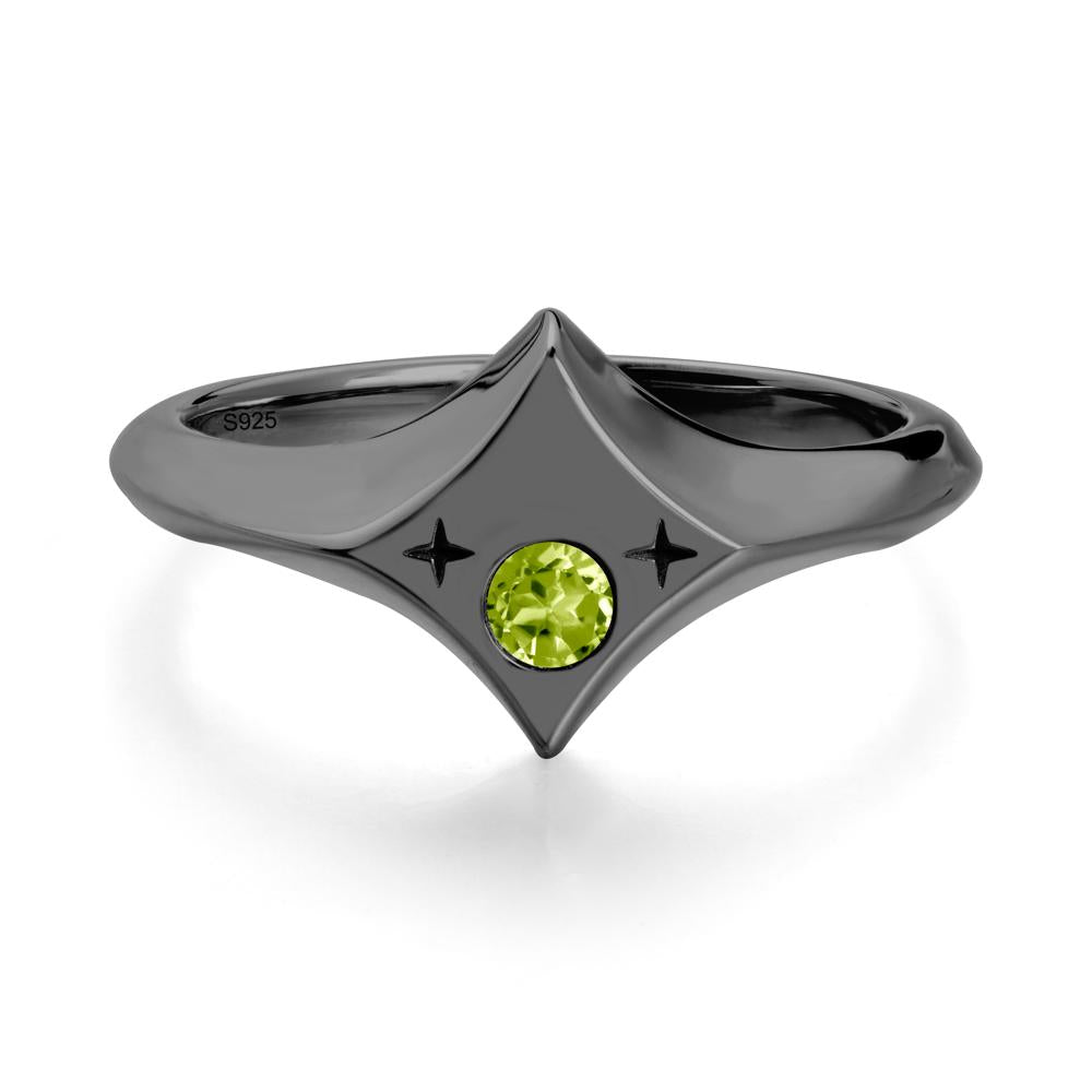 Four-Pointed Star Zodiac Peridot Ring - LUO Jewelry #metal_black finish sterling silver