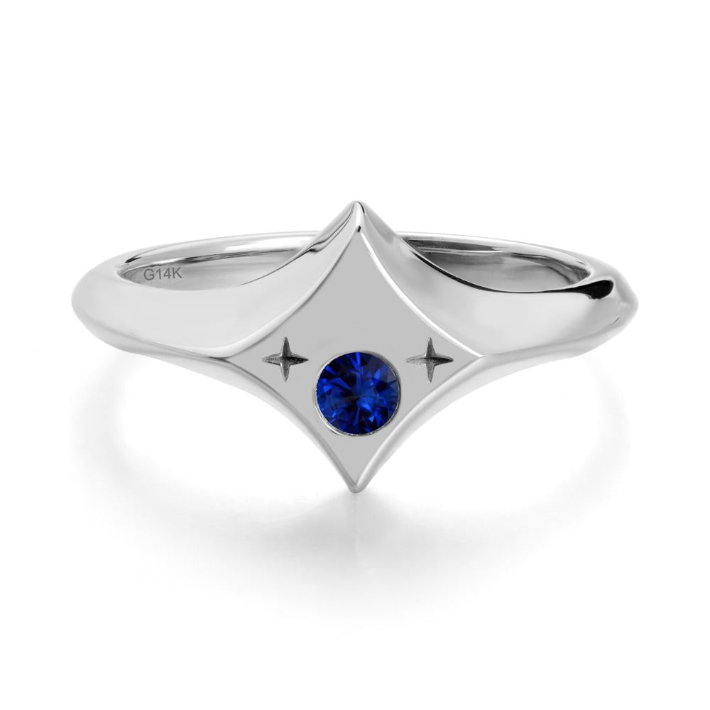 Minimalist Personalized Zodiac Signet Sapphirering - LUO Jewelry #metal_14k white gold