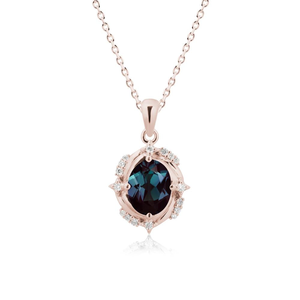 Celestial Style Oval Alexandrite Necklace - LUO Jewelry #metal_14k rose gold