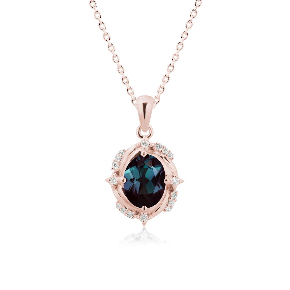 Celestial Style Oval Alexandrite Necklace - LUO Jewelry #metal_18k rose gold