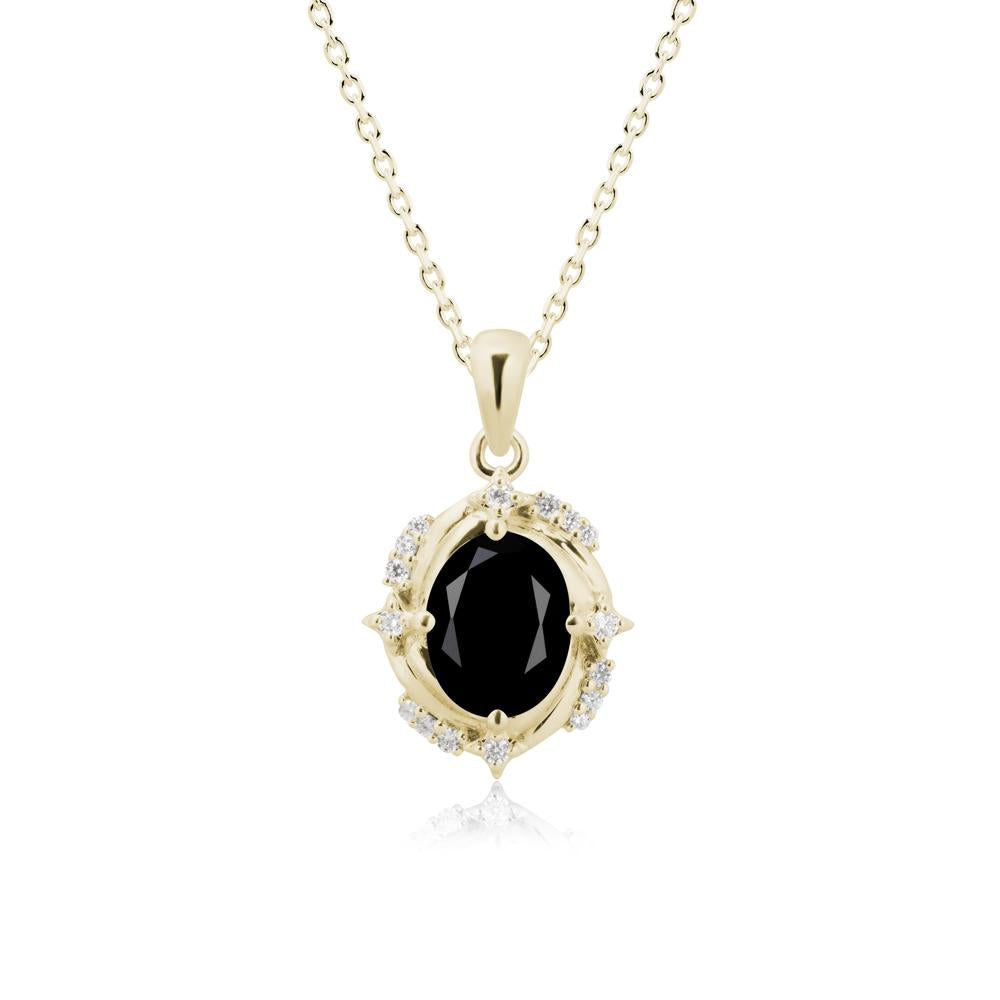 Celestial Style Oval Black Spinel Necklace - LUO Jewelry #metal_14k yellow gold